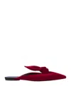 Lanvin Midnight Step Velvet Bow Mule In Red