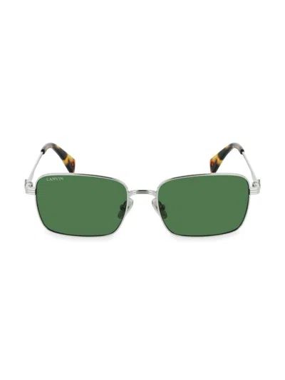 Lanvin Women's Mother & Child 56mm Rectangular Sunglasses In Silver Green