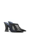 Lanvin Mesh Mule Pumps Pointed Toe Geometric Heel In Black