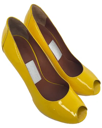 Pre-owned Lanvin Women's Patent Leather Peep-toe Platform Pump (authentic Pre-loved)