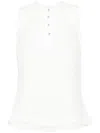 Lanvin Buttoned Crepe De Chine Sleeveless Top In White