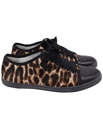 Pre-owned Lanvin Women's Pony Hair Leopard-print Low-top Sneaker (authentic Pre-loved)