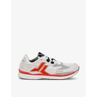 Lanvin Meteor Branded Suede And Mesh Low-top Trainers In Red/dark