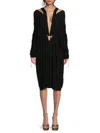 LANVIN WOMEN'S RUCHED PLUNGING HIGH LOW DRESS