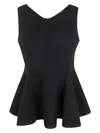 Lanvin Flared Sleeveless Peplum Top In Black