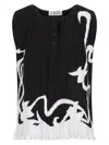 Lanvin Sleeveless Pleated Abstract Pattern Top In Black