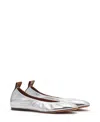 Lanvin Silver Leather Ballet Shoes In Silver-tone