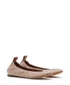 Lanvin Round Toe Ballet Flats In Nude Leather In Dark Beige