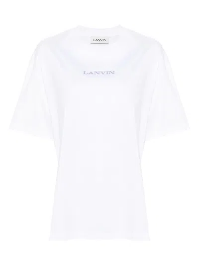 Lanvin Women White Cotton T-shirt In Gray