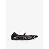 Lanvin Leather Mary Jane Ballerina Shoes In Black