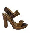 Lanvin Wooden Heels In Brown Leather In Brown
