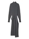 Lanvin Knee Length Dress With Turtleneck And Side Slit In Gray