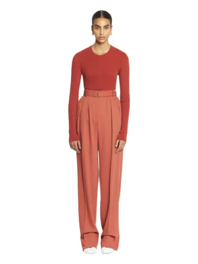 Lanvin Wool And Viscose Pants With Darts In Orange