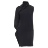 Lanvin Wool Asymmetric Zip Drape Mini Dress In Black