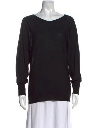 Pre-owned Lanvin Wool Bateau Neckline Top In Black