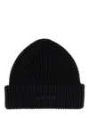 Lanvin Ribbed Wool Beanie Hat In Black