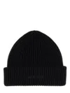 Lanvin Ribbed Wool Beanie Hat In Black