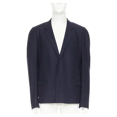 Pre-owned Lanvin Wool Blend Overstitch Seams Notched Lapel Single Breasted Blazer Eu52 Xl In Black