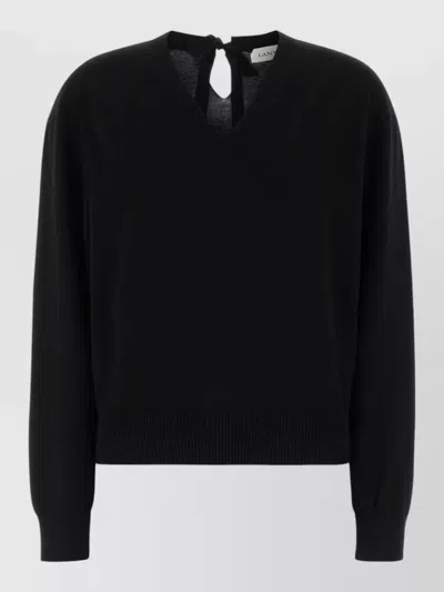 Lanvin Wool Blend Sweater V Neckline Keyhole In Black