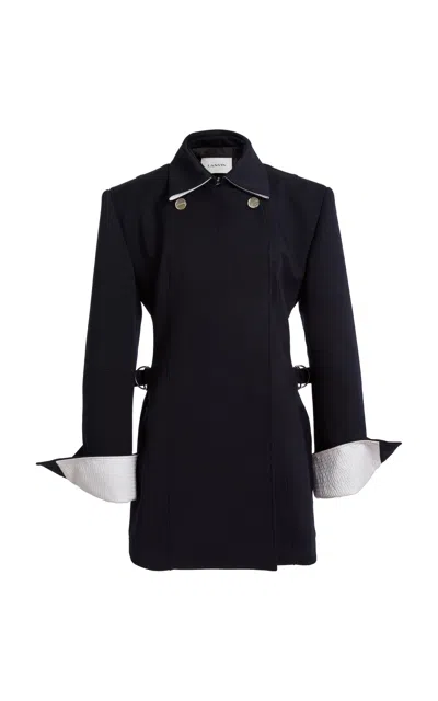 Lanvin Wool Cinched Peacoat In Black