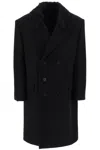 Lanvin Double-breasted Belted Wool Blend Coat In Black