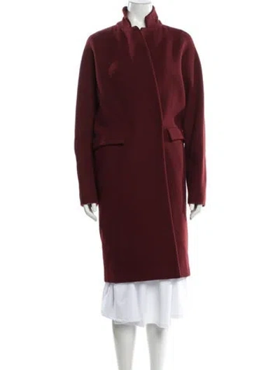 Pre-owned Lanvin Wool Coat In Burgundy