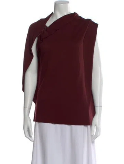 Pre-owned Lanvin Wool Cowl Neck Blouse In Burgundy