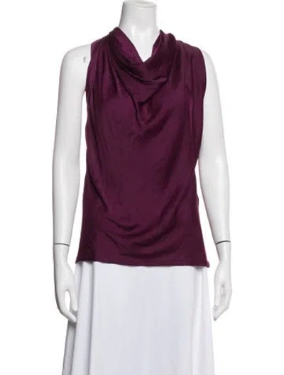 Pre-owned Lanvin Wool Cowl Neck Top In Purple