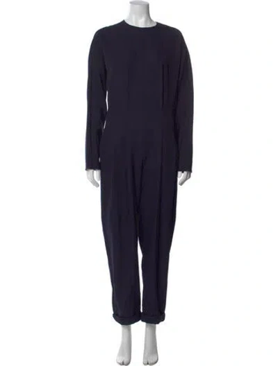 Pre-owned Lanvin Wool Crew Neck Jumpsuit In Blue