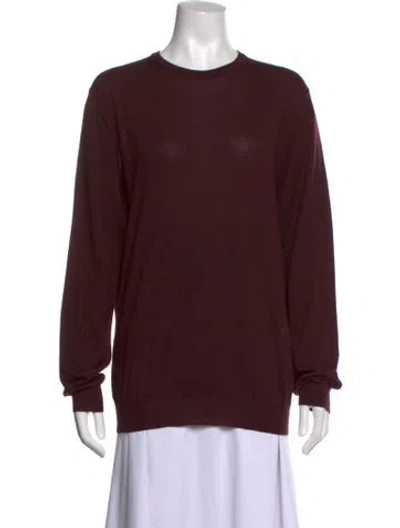 Pre-owned Lanvin Wool Crew Neck Sweater In Burgundy