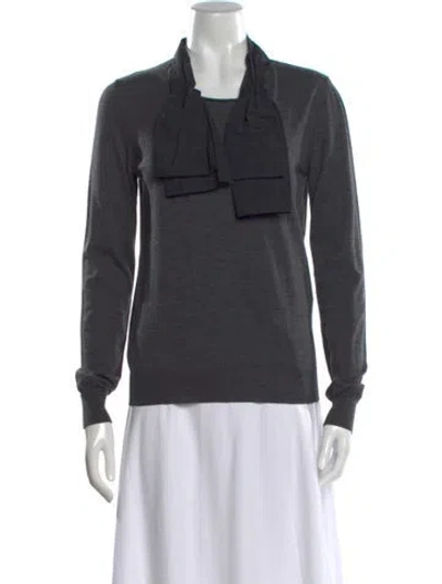 Pre-owned Lanvin Wool Crew Neck Sweater In Gray