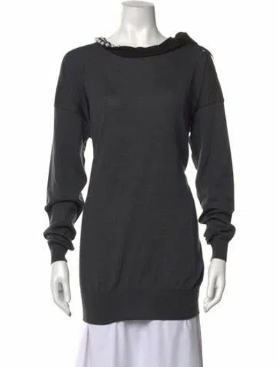 Pre-owned Lanvin Wool Crew Neck Sweater In Grey