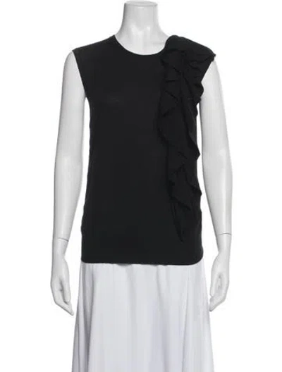 Pre-owned Lanvin Wool Crew Neck Top In Black