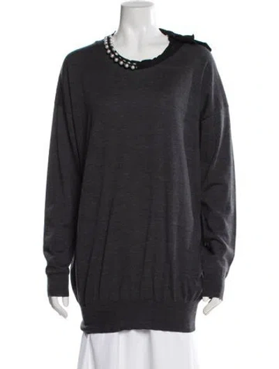 Pre-owned Lanvin Wool Crew Neck Top In Gray