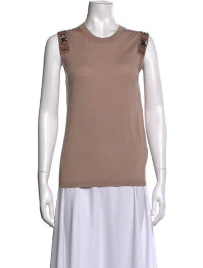 Pre-owned Lanvin Wool Crew Neck Top In Neutrals