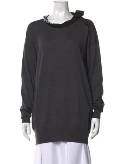 Pre-owned Lanvin Wool Crew Neck Top W/ Tags In Grey