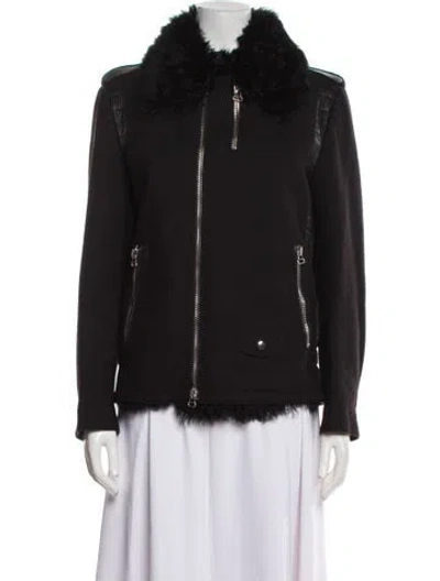 Pre-owned Lanvin Wool Faux Fur Jacket In Black