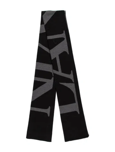 Pre-owned Lanvin Wool Graphic Print Scarf In Black