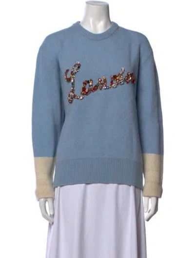 Pre-owned Lanvin Wool Graphic Print Sweater W/ Tags In Blue