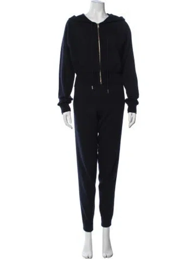 Pre-owned Lanvin Wool Grosgrain Trim Pant Set In Blue