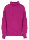 Lanvin Turtleneck Roule Wool Blend Pullover In Fuchsia