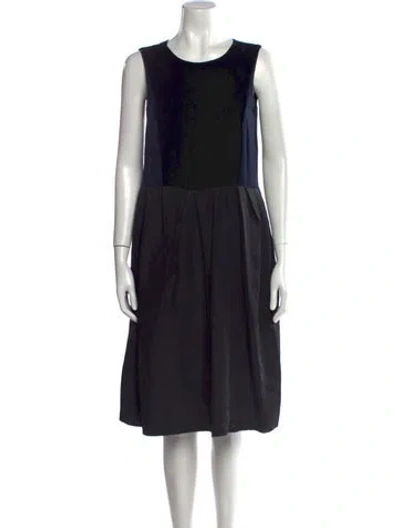 Pre-owned Lanvin Wool Knee-length Dress In Black