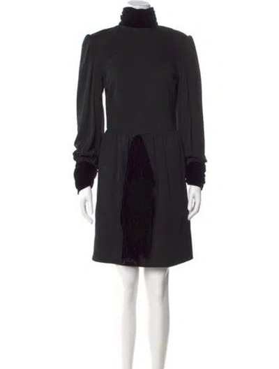 Pre-owned Lanvin Wool Knee-length Dress In Black