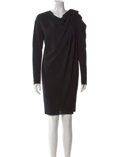 Pre-owned Lanvin Wool Knee-length Dress In Black