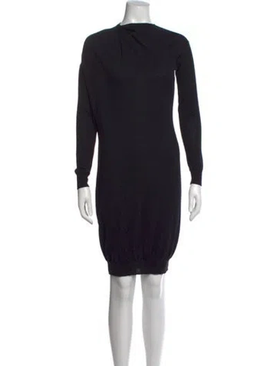 Pre-owned Lanvin Wool Knee-length Dress In Black