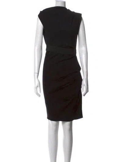 Pre-owned Lanvin Wool Knee-length Dress In Black
