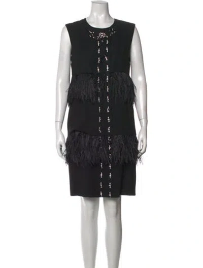 Pre-owned Lanvin Wool Knee-length Dress In Black