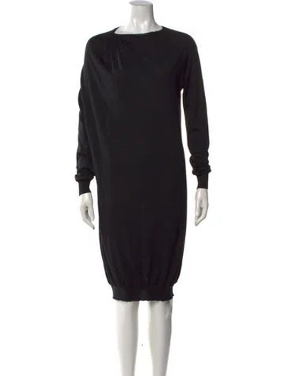 Pre-owned Lanvin Wool Knee-length Dress In Black