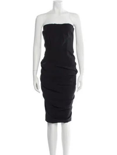 Pre-owned Lanvin Wool Knee-length Dress In Black