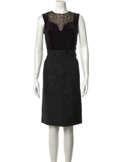 Pre-owned Lanvin Wool Knee-length Dress In Black